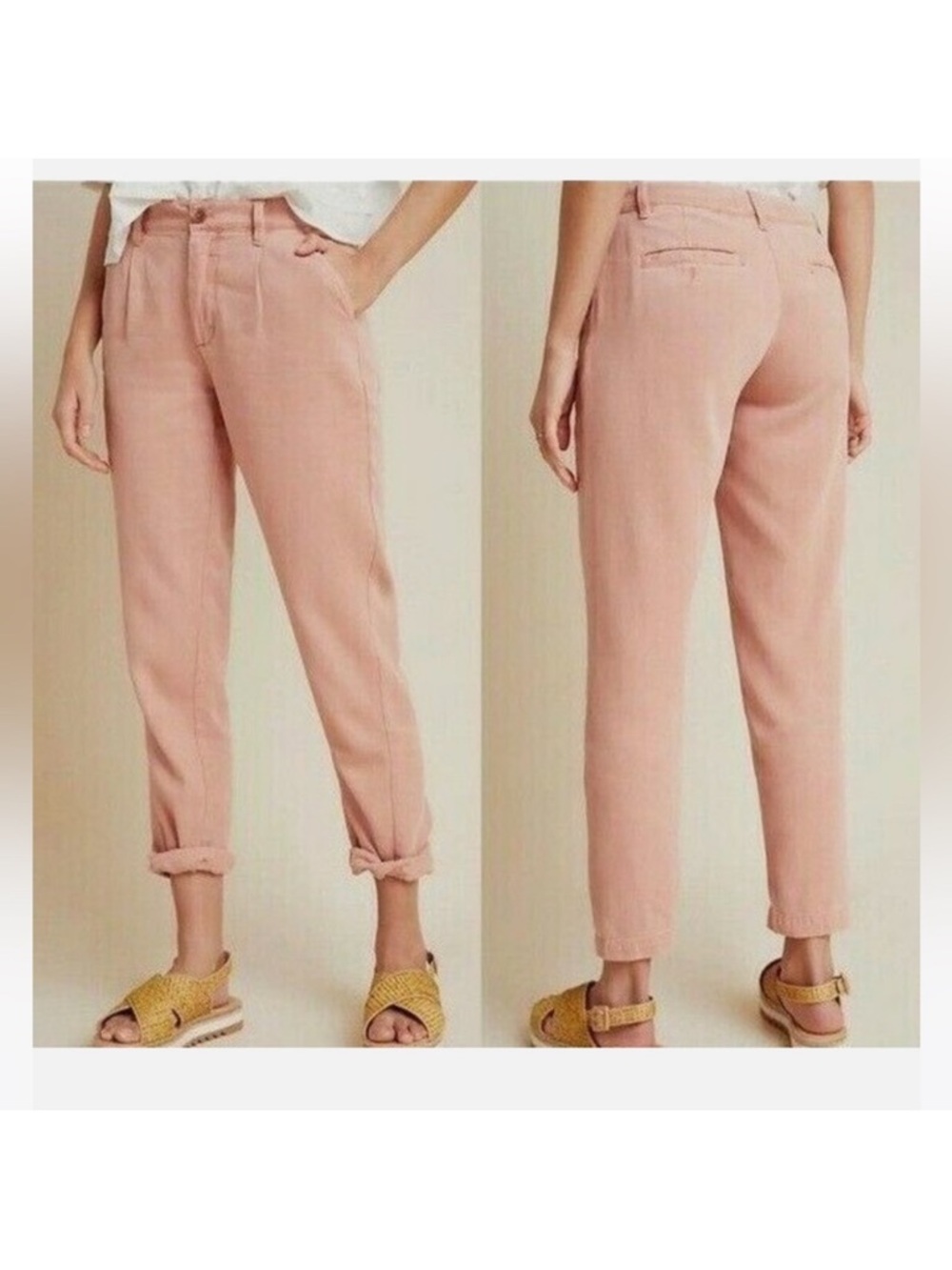 Anthropologie Pink Lyocell Scout Tapered Slim Pants Size 25